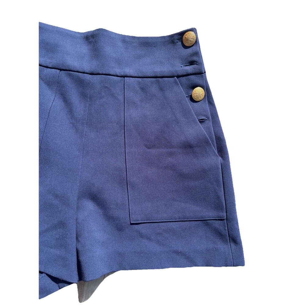 Alice & Olivia Jeans Donald Navy High Rise Retro Sailor Womens Shorts 6 FLAWS - Picture 11 of 16